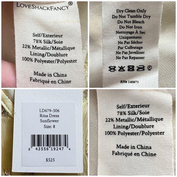 LoveShackFancy Rina Dress Sunflower Size 8 NEW - Picture 16 of 16